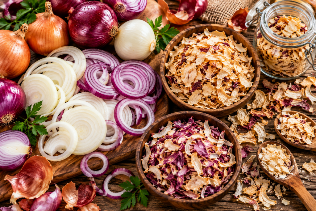 Rustic Fresh and Dried Onion Still Life