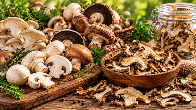 Rustic Mushroom Harvest Still Life