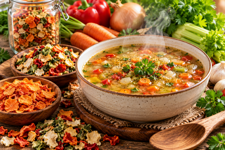 Rustic Steaming Vegetable Soup Feast