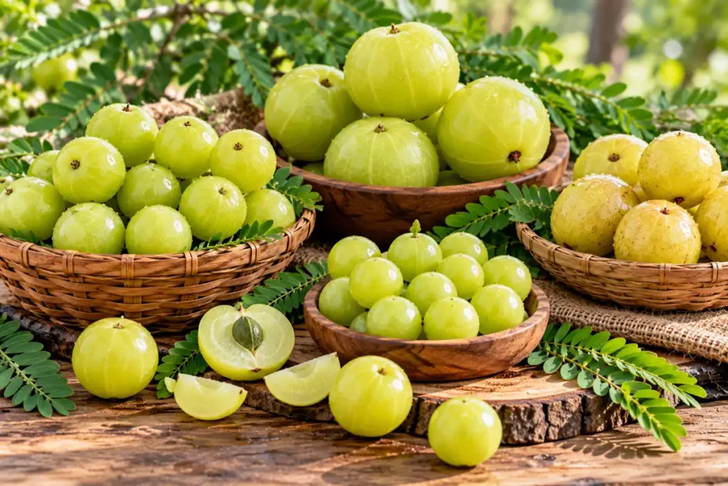 Amla Fruit (Indian Gooseberry): Complete Guide to Origin, Nutrition, Varieties, Uses & More 4 Different amla fruit varieties and sizes