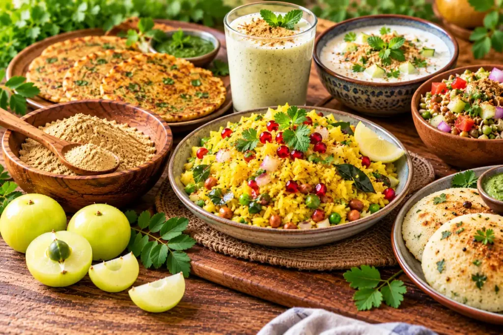 Amla Powder Recipes: Easy Indian Ways to Use Amla Powder 5 Breakfast ideas made with amla powder including poha and savory dishes
