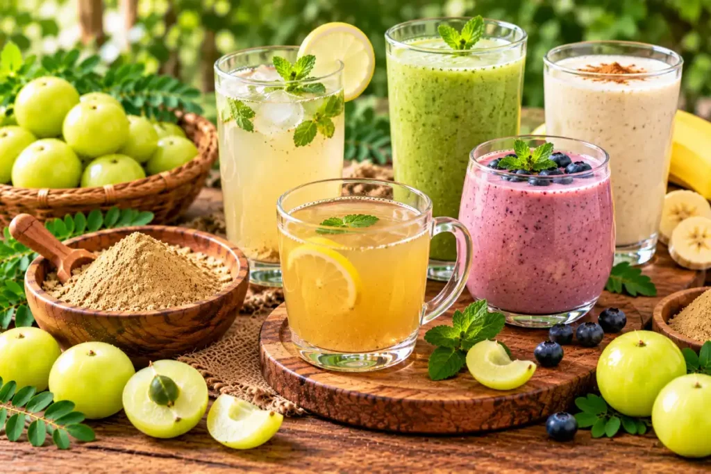 Amla Powder for Drinking: How to Use It & Prepare Simple Drinks 4 Amla powder used in different homemade drinks