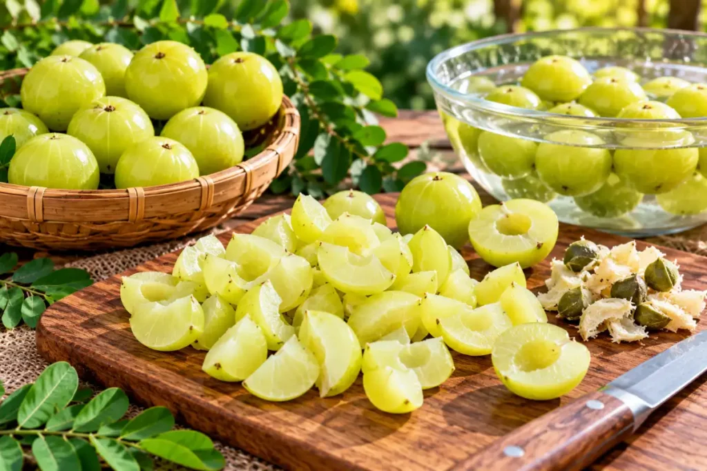 How to Dry Amla at Home: Easy Methods, Tips & Storage 2 Fresh amla prepared and cut for drying