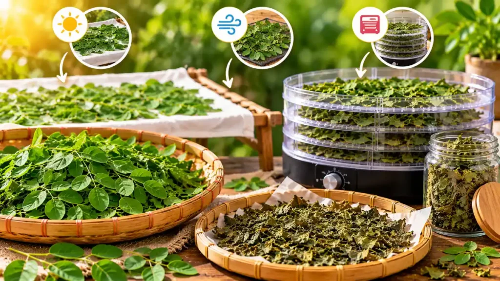 How to dry moringa leaves at home using simple drying methods