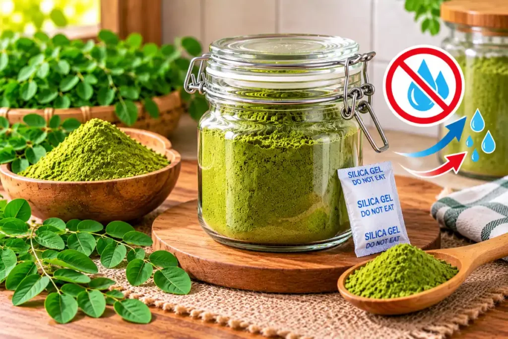 How to Store Moringa Powder: Keep It Dry & Fresh 3 Moringa powder protected from moisture during home storage