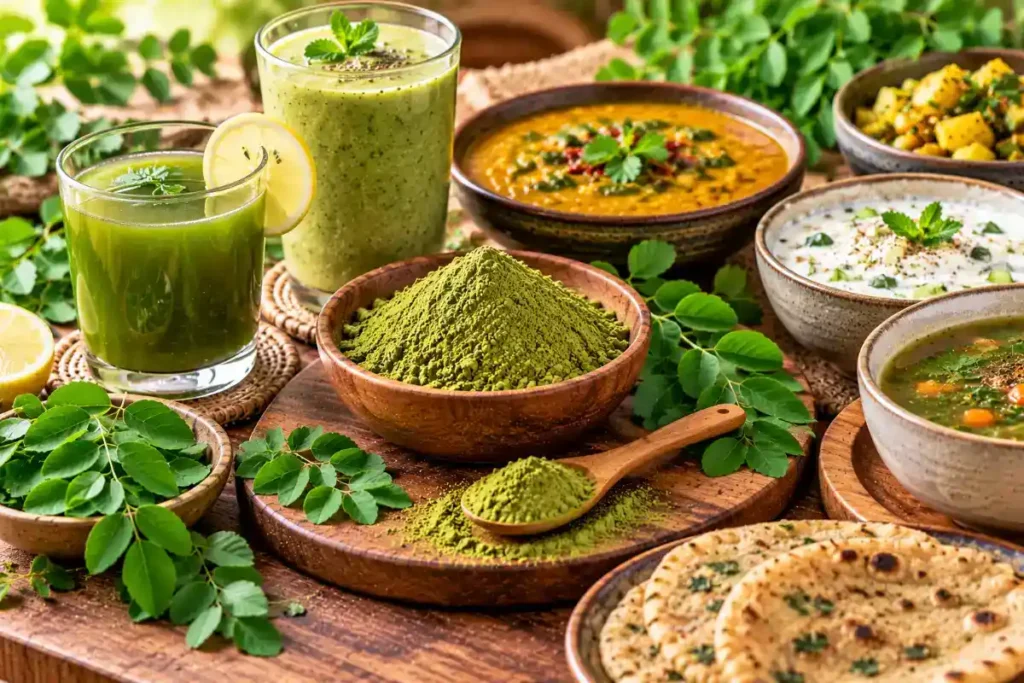Moringa powder used in water, smoothies and everyday foods